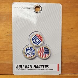 Maxfli USA Golf Ball Markers - Red, Blue, White